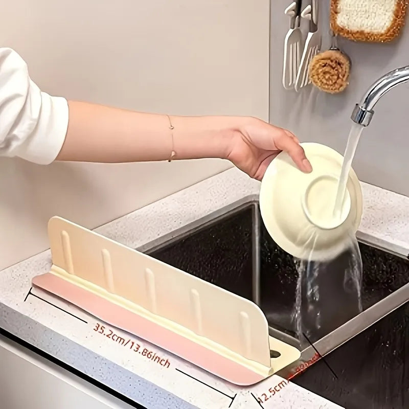 2-in-1 Retractable Sink Splash Guard & Drain Basket Silicone Sink Splash Guard for Kitchen
