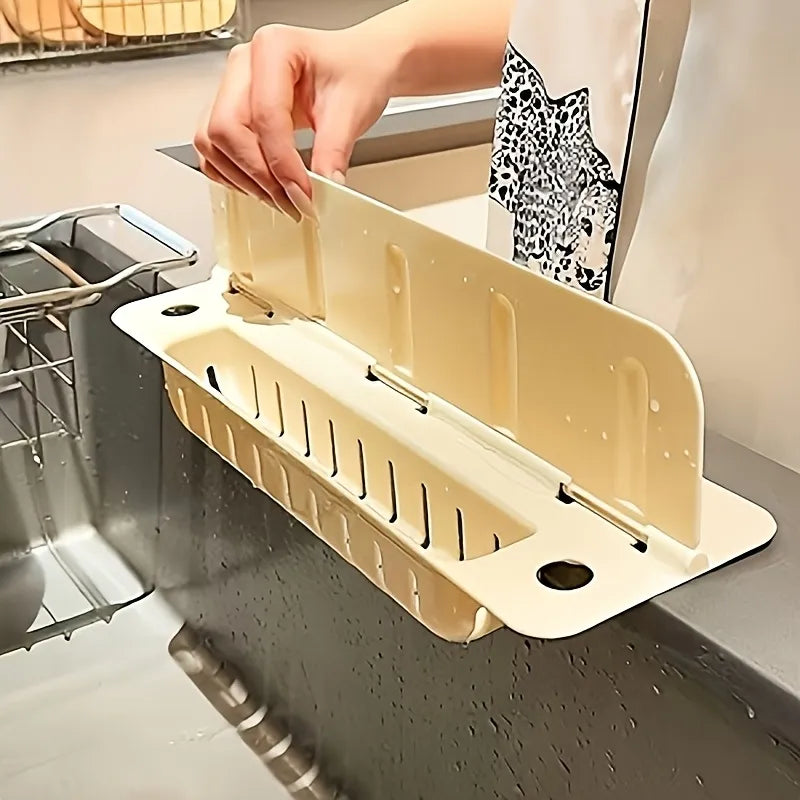 2-in-1 Retractable Sink Splash Guard & Drain Basket Silicone Sink Splash Guard for Kitchen