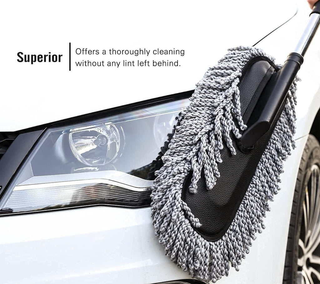Microfiber Telescoping Car Cleaning Soft Brush Ideal as Mop Duster, Washing Brush with Long Handle, Car Wash Cleaning Brush Duster Dust Wax Mop