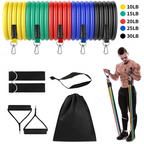 Portable Resistance Bands With Handles, Resistance Tubes & Workout Bands Exercise Band Elastic Pull Rope Body Fitness Band set Gym Yoga Fitness Elastic Training Bands Pilates CrossFit Fitness Equipment 11 Pcs Set
